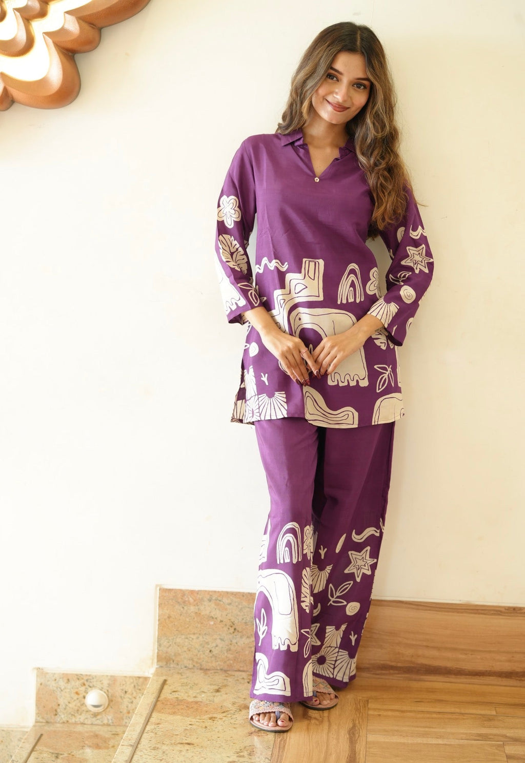 Wine Printed Co-ord Set