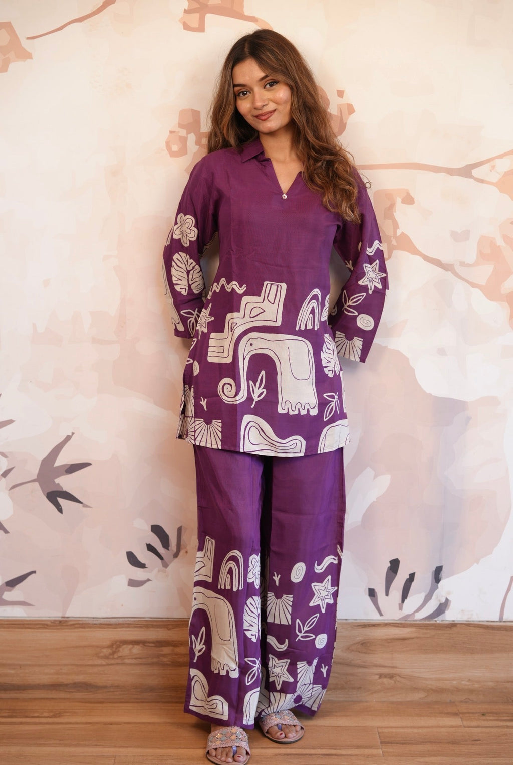 Wine Printed Co-ord Set