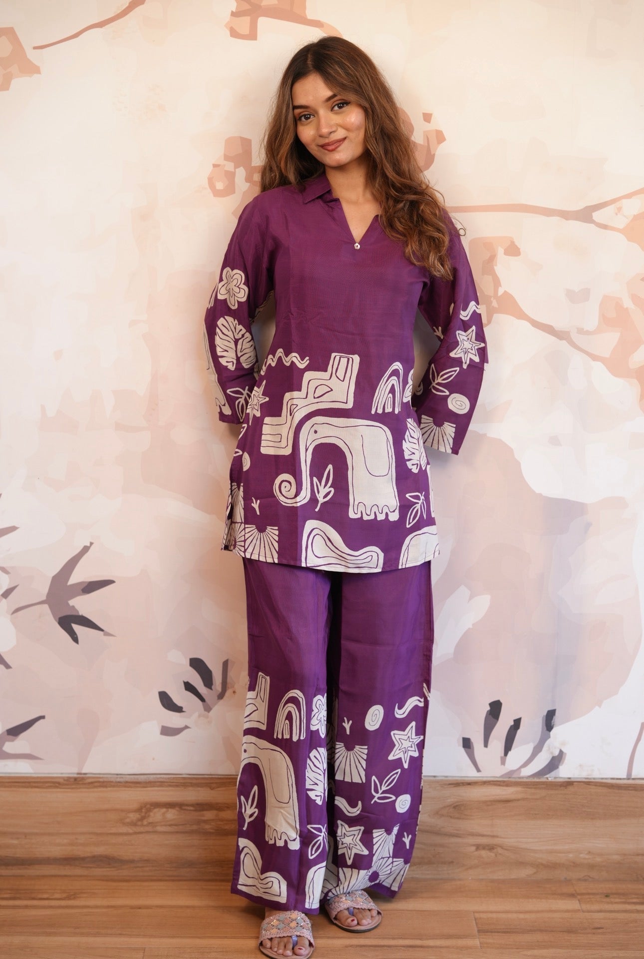Wine Printed Co-ord Set