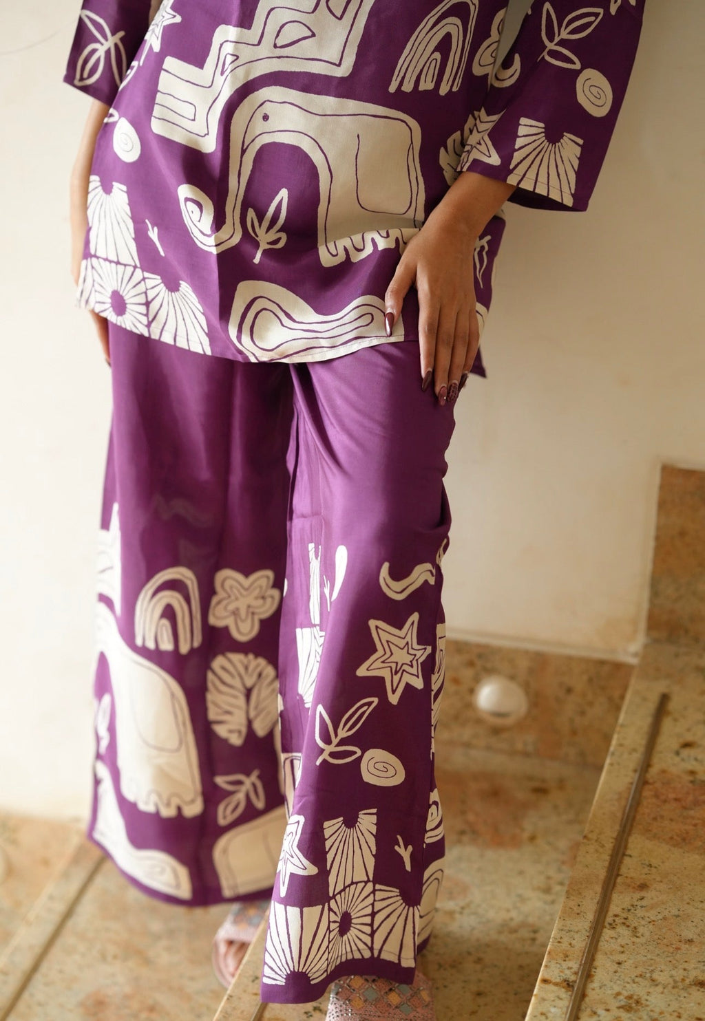 Wine Printed Co-ord Set