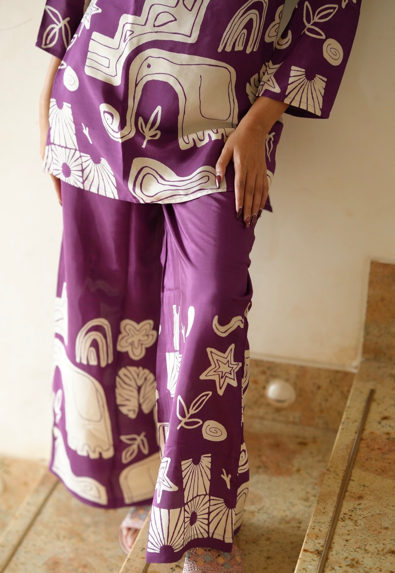 Wine Printed Co-ord Set