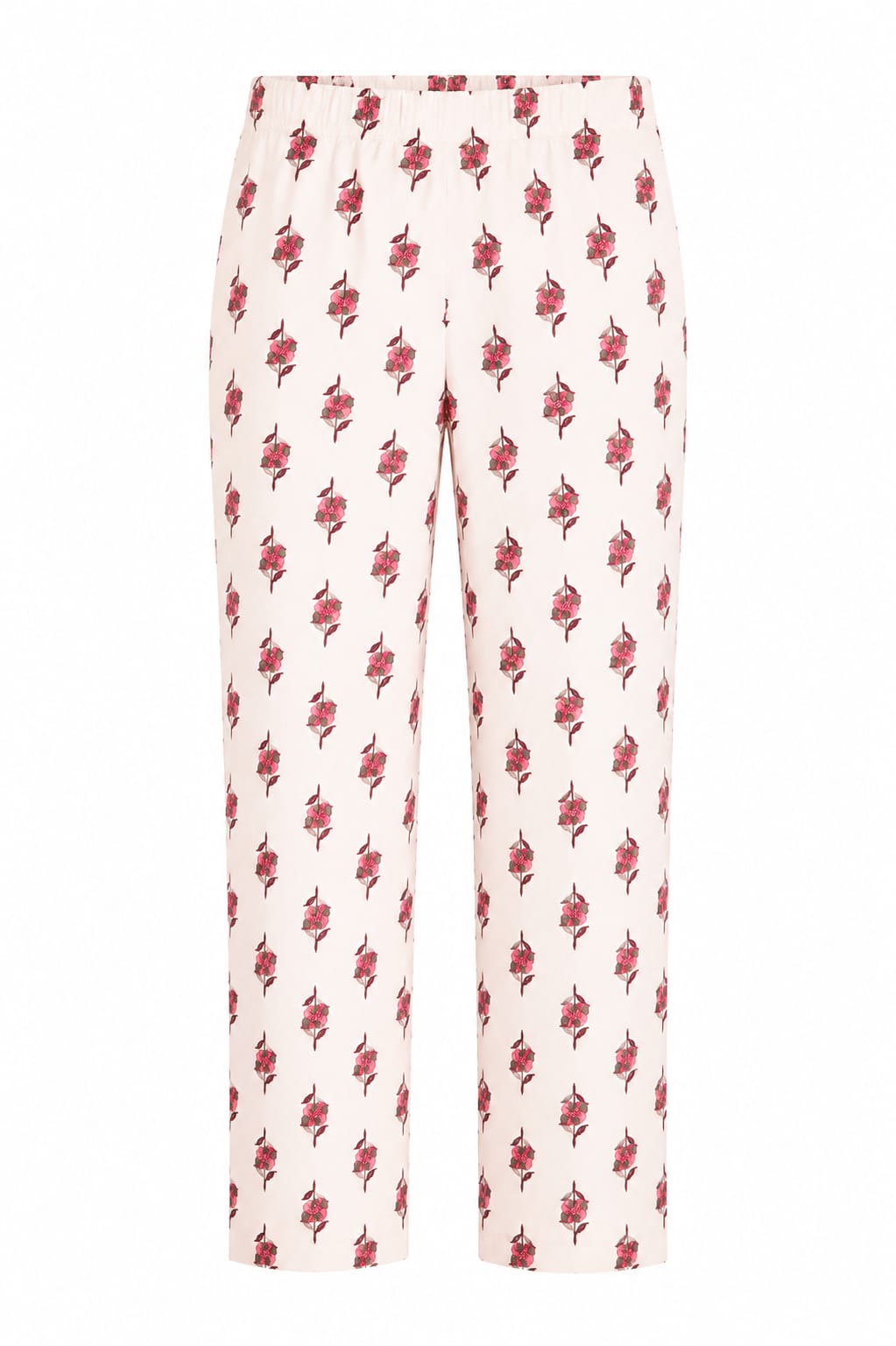 VEMES - Women Rose Garden Floral Printed Straight Kurta with Pants & Dupatta | 3-Piece Ethnic Suit Set | Pink & Off-White